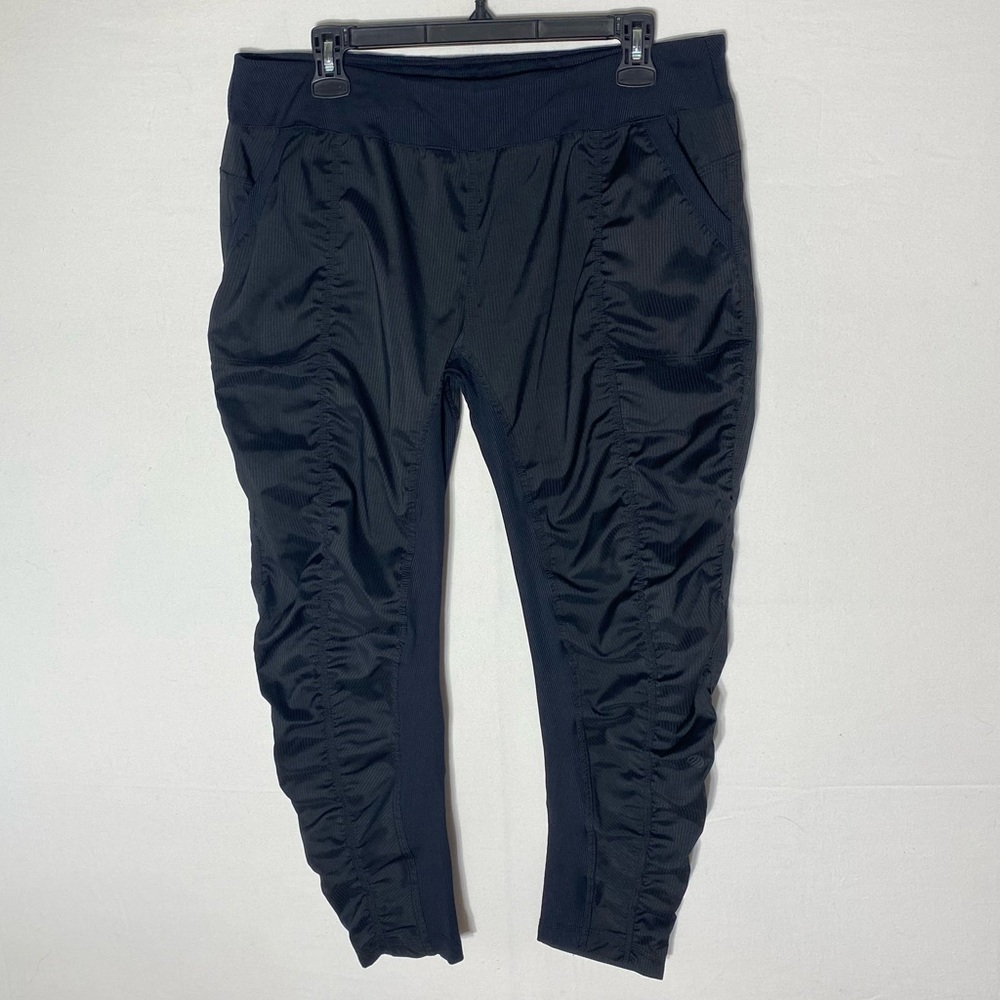 MPG Black Ruched Cropped Jogger Pants Activewear Workout Gym XL